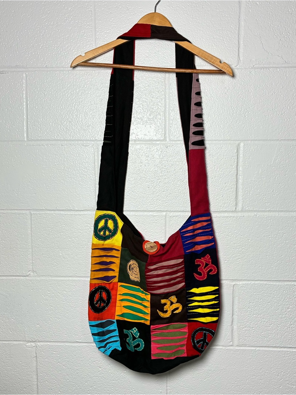 Tribe Azure handcrafted cotton patchwork hobo crossbody bag
